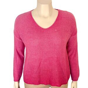 Gigi Moda Daria Batwing Sweater Womens L Pink Ombre Dolman Sleeve Made in Italy